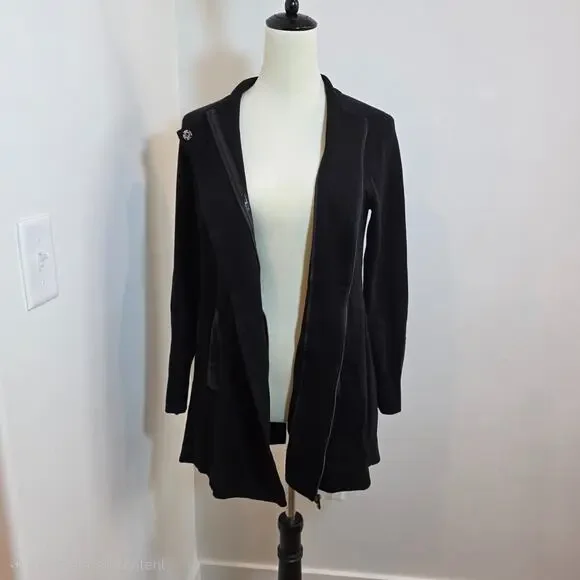 Cabi Women's Size Small S Tailor Front Zip Sweater Black Jacket Pockets Coat - Picture 2 of 8